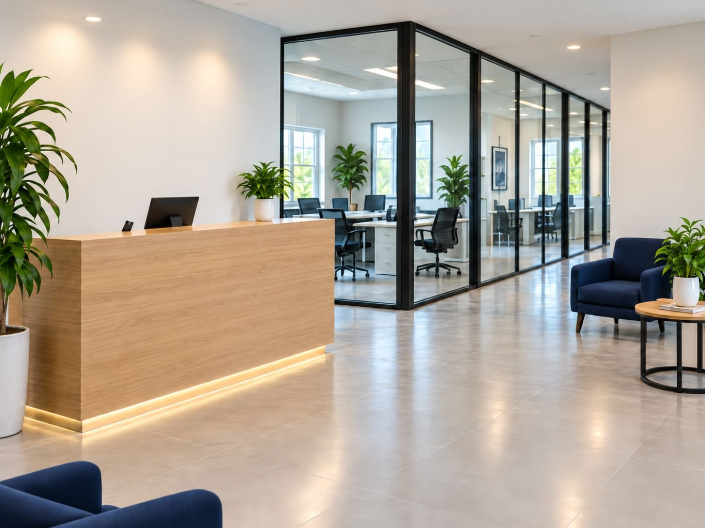 Freshly cleaned commercial office reception in Faribault, Minnesota