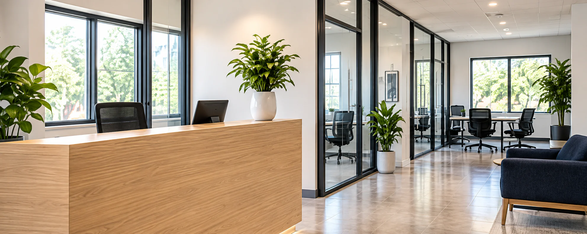 Office reception and workspace cleaned by Cannon Valley Cleaning